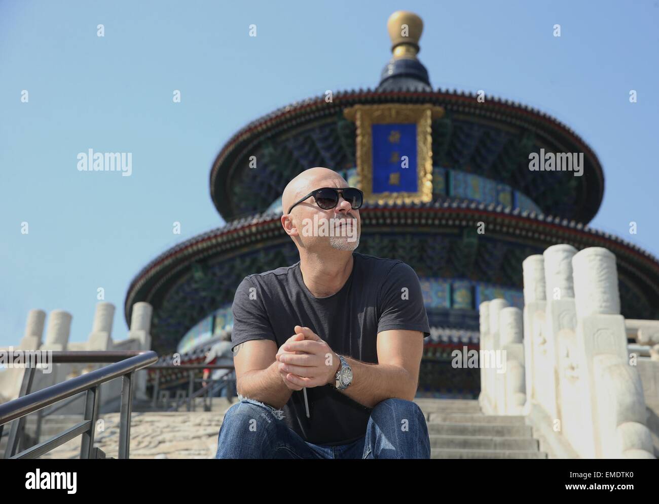 Beijing, China. 20th Apr, 2015. Russian film director, actor and producer Fedor Bondarchuk, also a member of the jury of the 5th Beijing International Film Festival, visits the Temple of Heaven in Beijing, capital of China, April 20, 2015. Credit:  Wang Shen/Xinhua/Alamy Live News Stock Photo