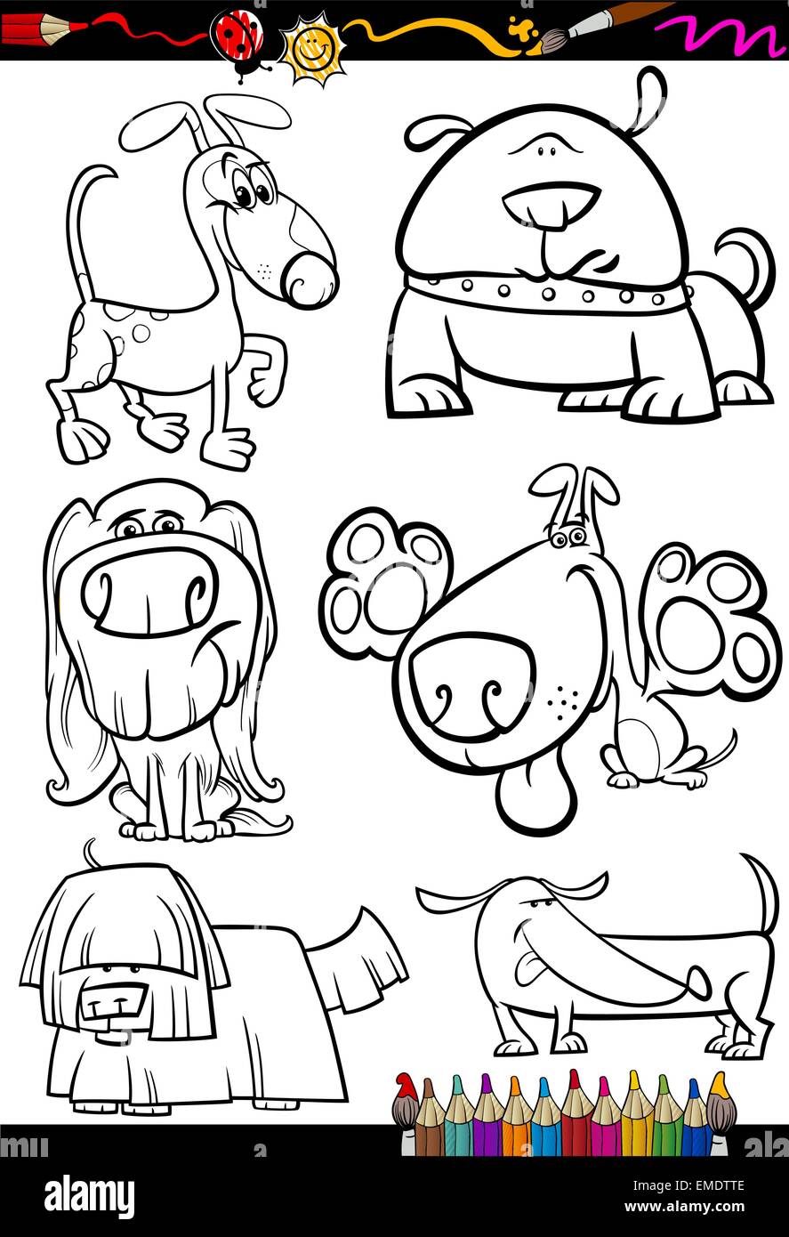 cartoon dogs set for coloring book Stock Vector Image & Art - Alamy