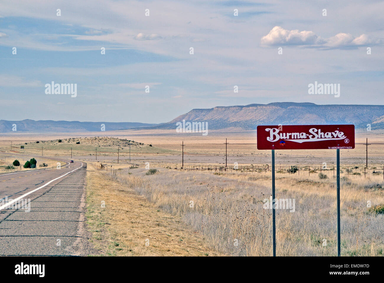 burma shave sign on original route 66 near seligman arizona Stock Photo