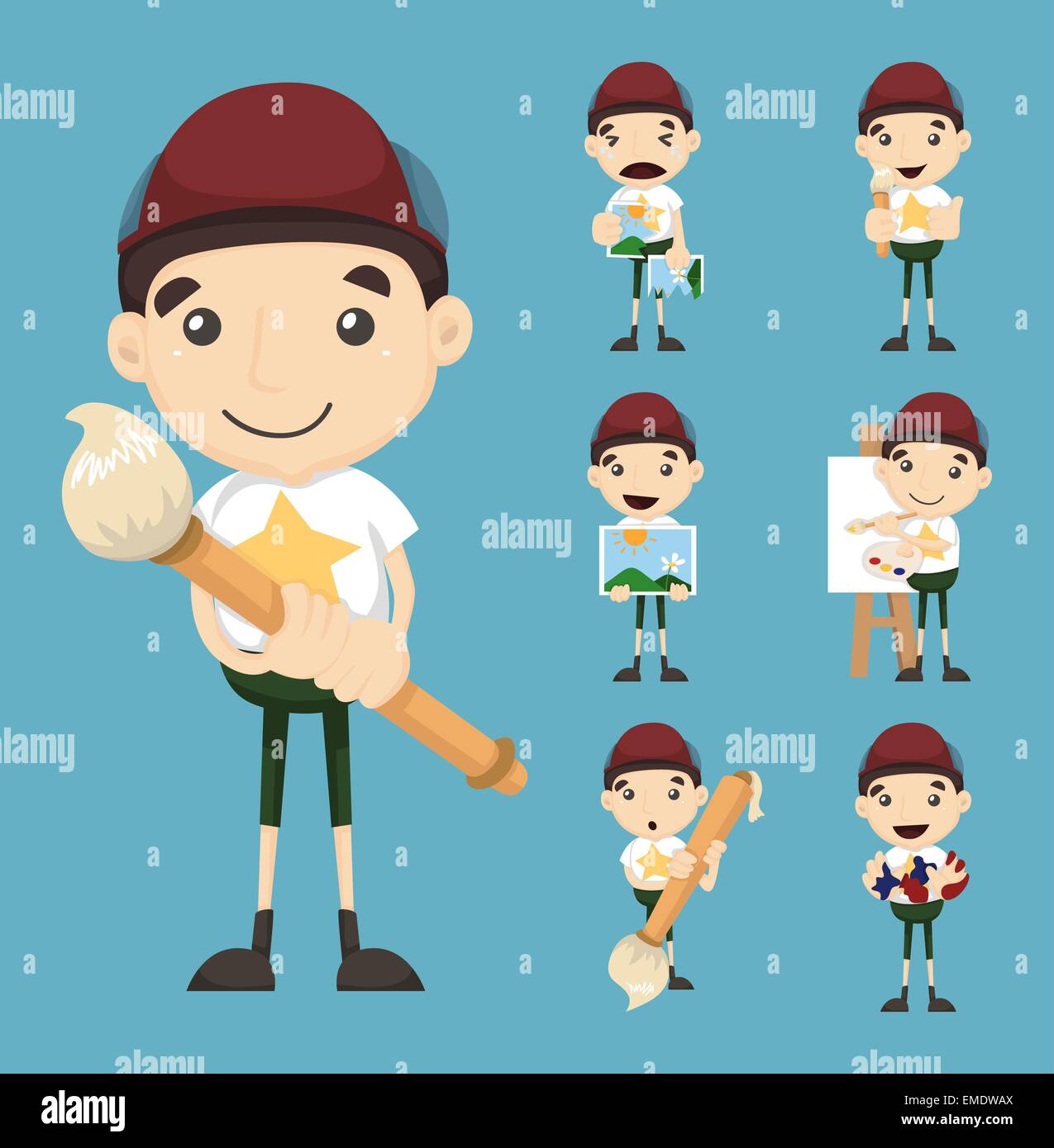 Set of boy and paintbrush Stock Vector Image & Art - Alamy