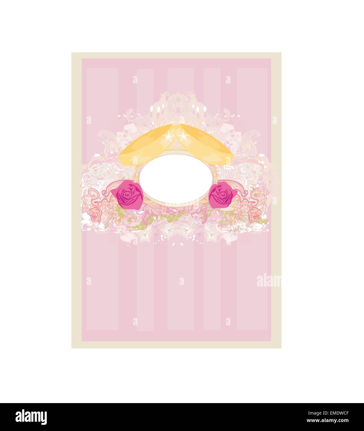 vintage wedding card with rings Stock Vector