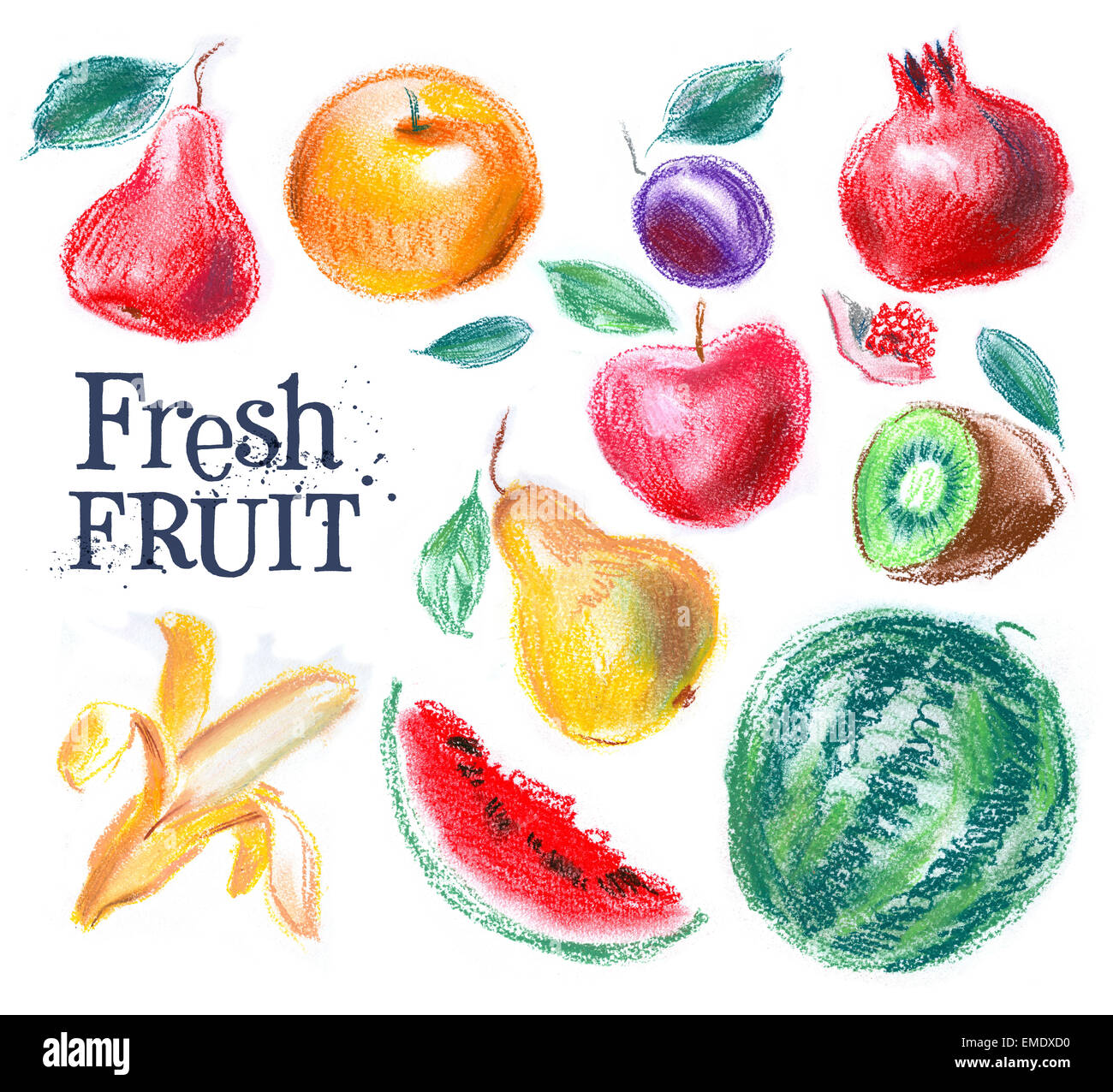 fresh fruit on a white background Stock Photo