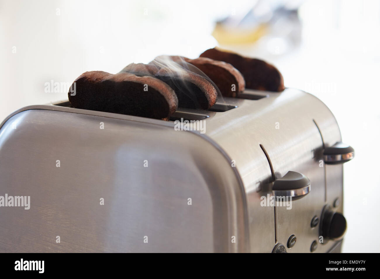 Close Up Of Burnt Toast In Toaster Stock Photo Alamy