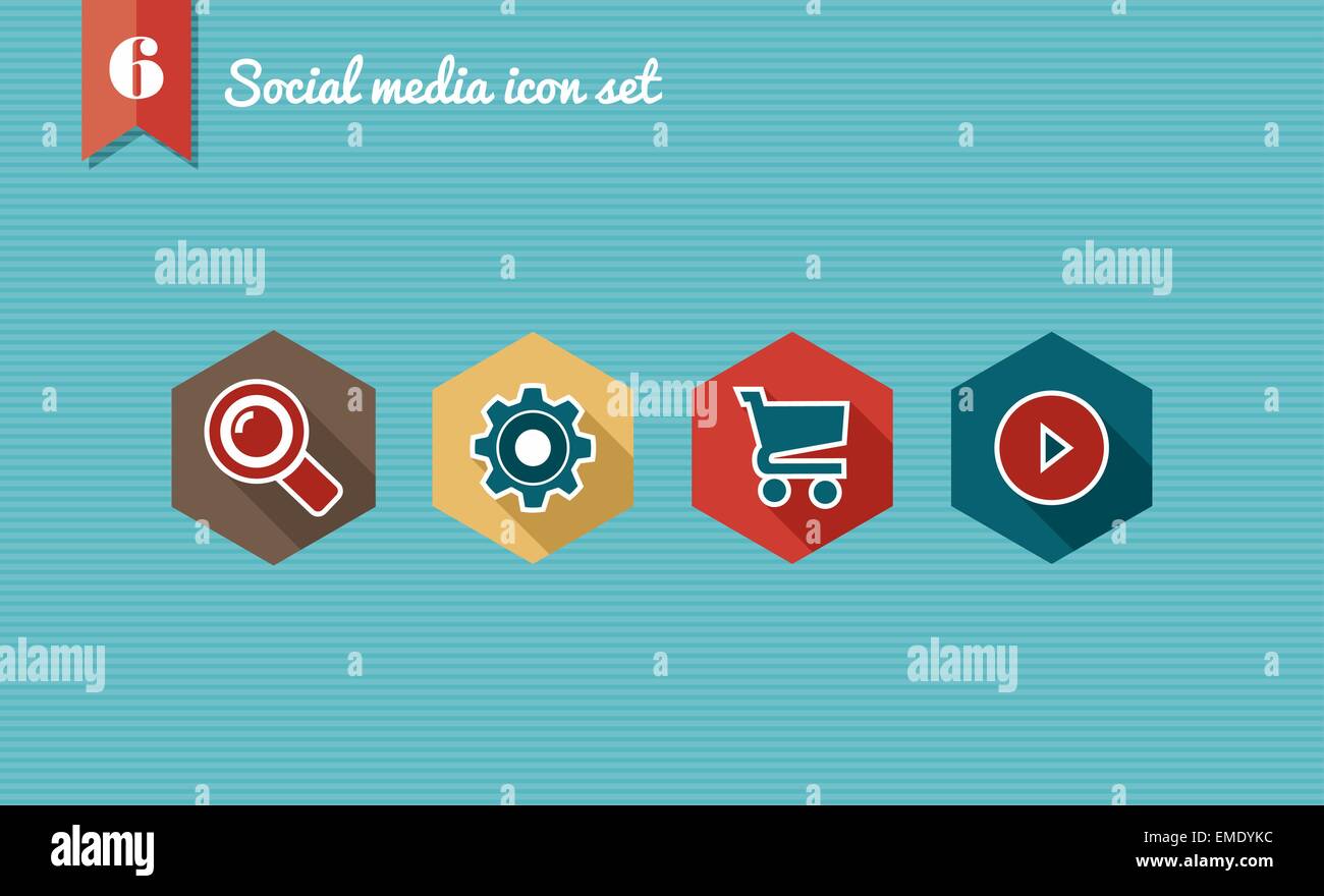 Social media flat icons set collection Stock Vector Image & Art - Alamy