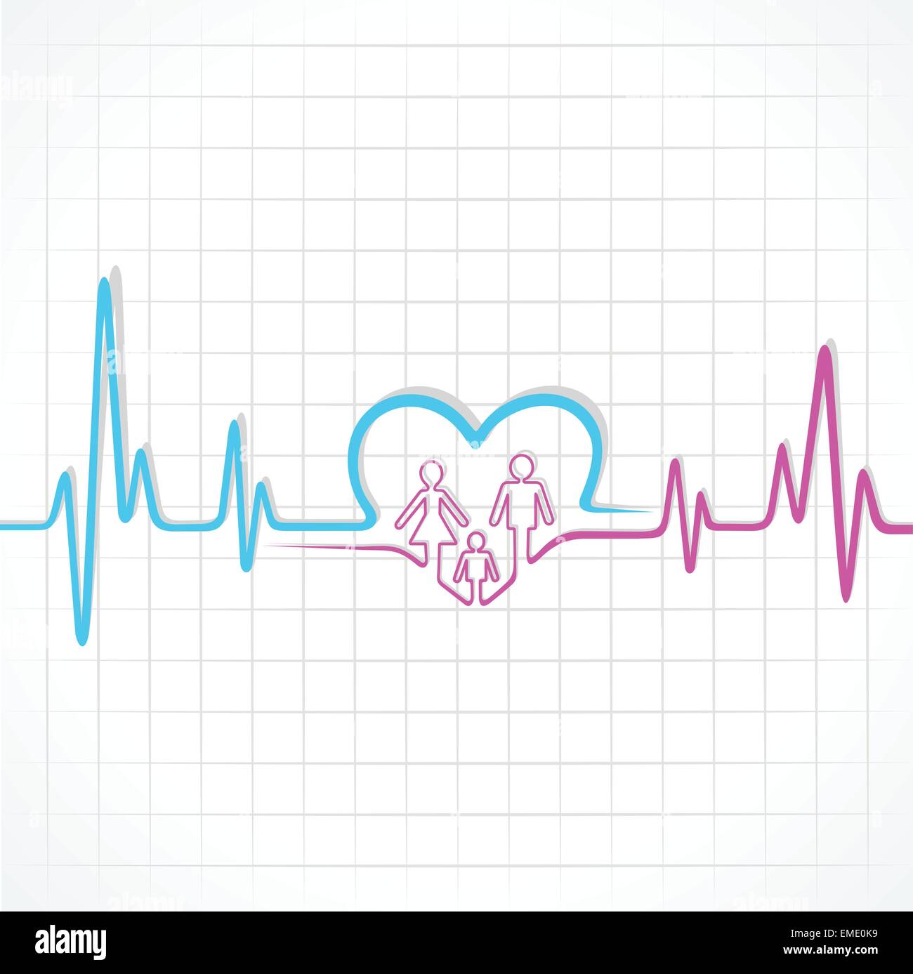 Heartbeat make family and heart symbol Stock Vector