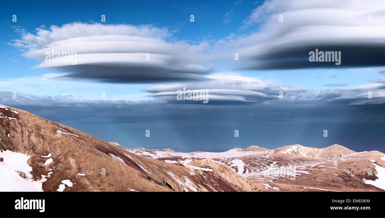 Lenticular clouds Stock Photo