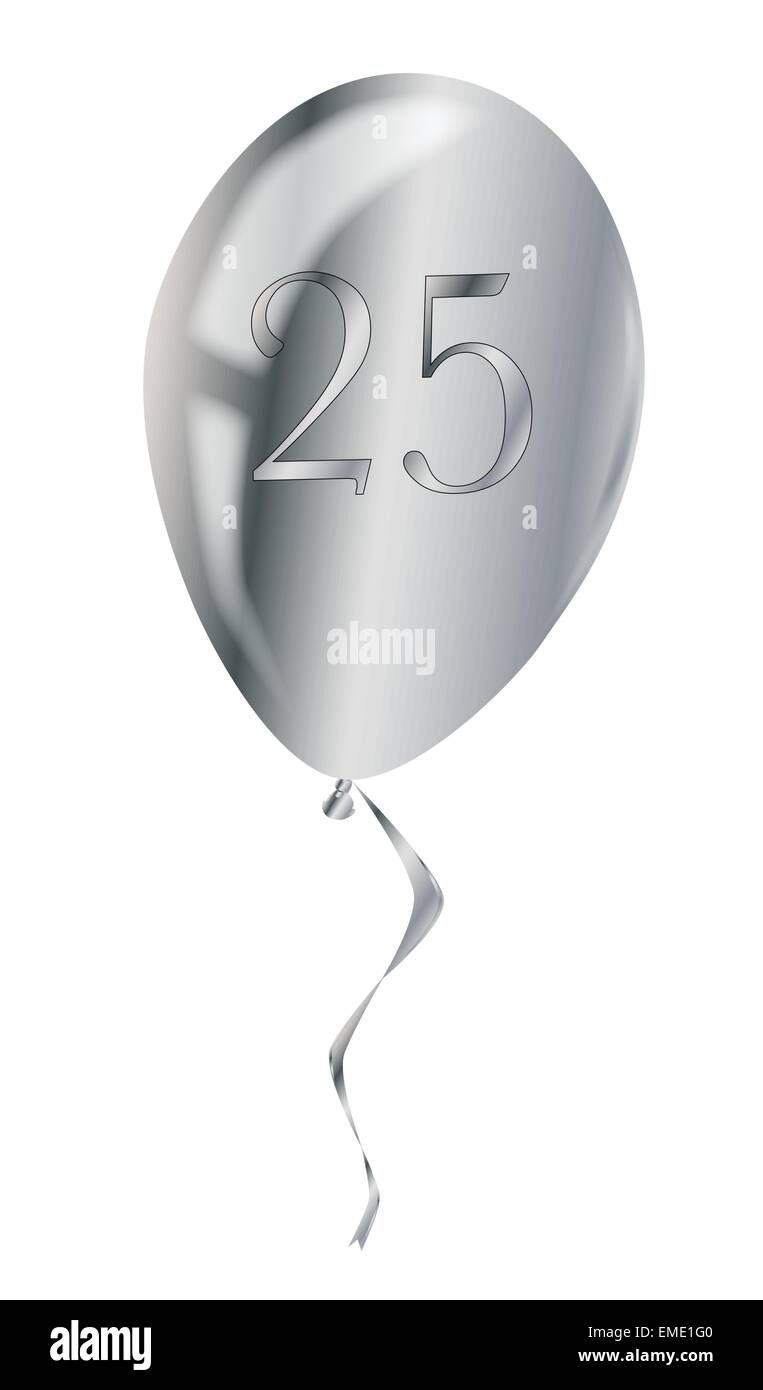 Silver Anniversary Balloon Stock Vector