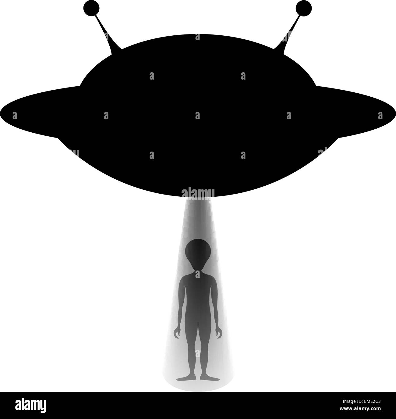 Unidentified flying object with alien Stock Vector