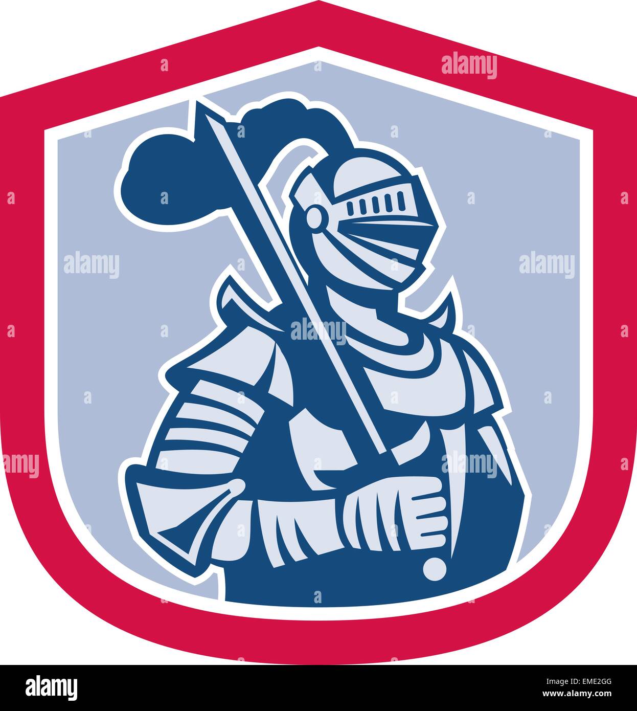 Knight Full Armor With Sword Shield Retro Stock Vector Image & Art - Alamy