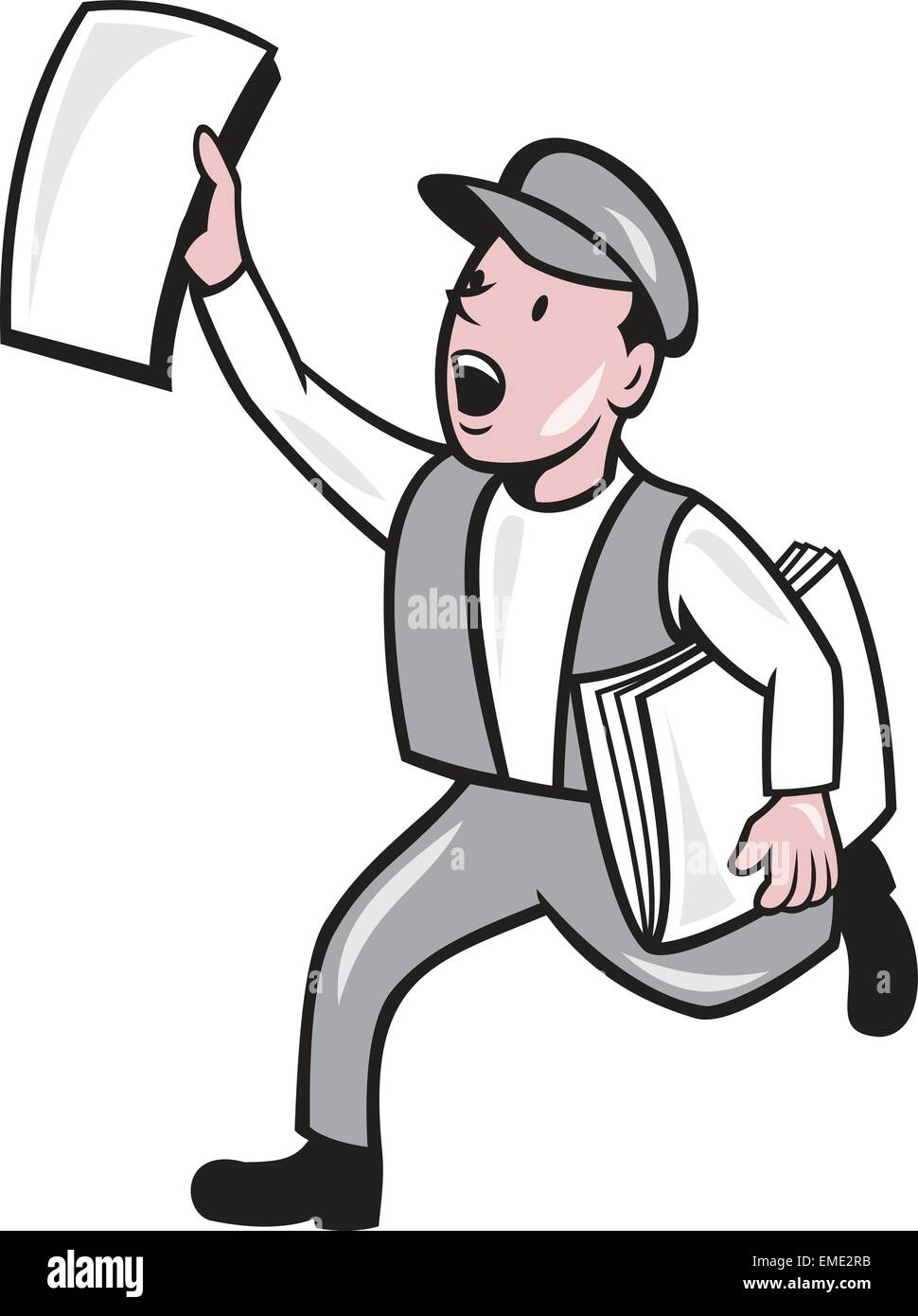 Newsboy Selling Newspaper Isolated Cartoon Stock Vector