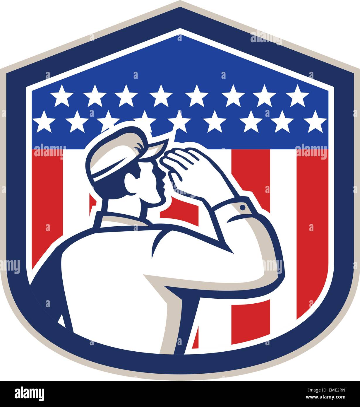 American Soldier Saluting Flag Shield Stock Vector Image & Art - Alamy