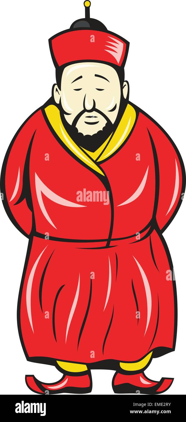 Chinese Asian Man Wearing Robe Cartoon Stock Vector Image & Art - Alamy