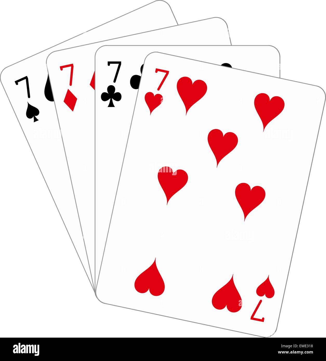 Playing cards - seven (poker Stock Vector Image & Art - Alamy