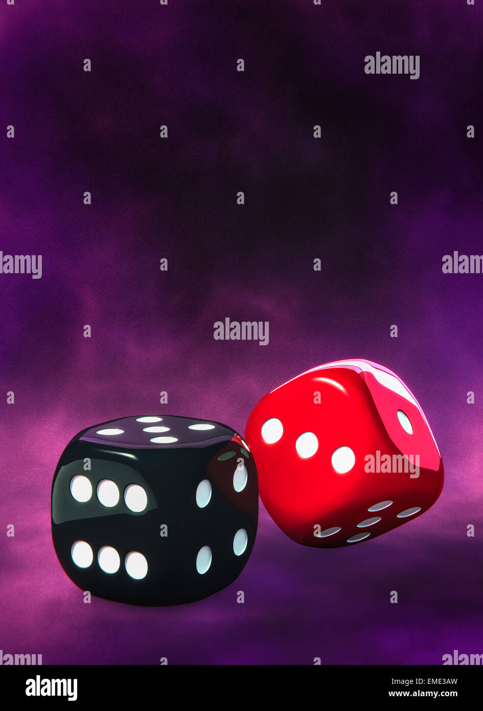 Black and red dice gamble Stock Photo