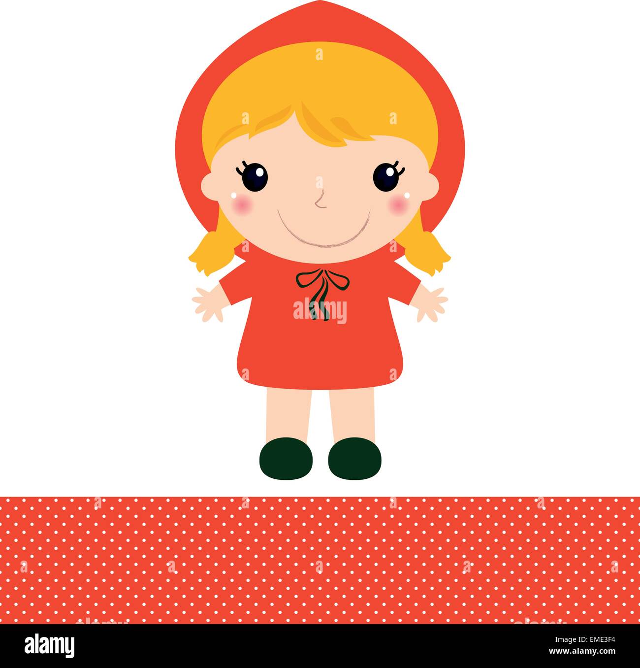 Cute Red riding hood isolated on white Stock Vector