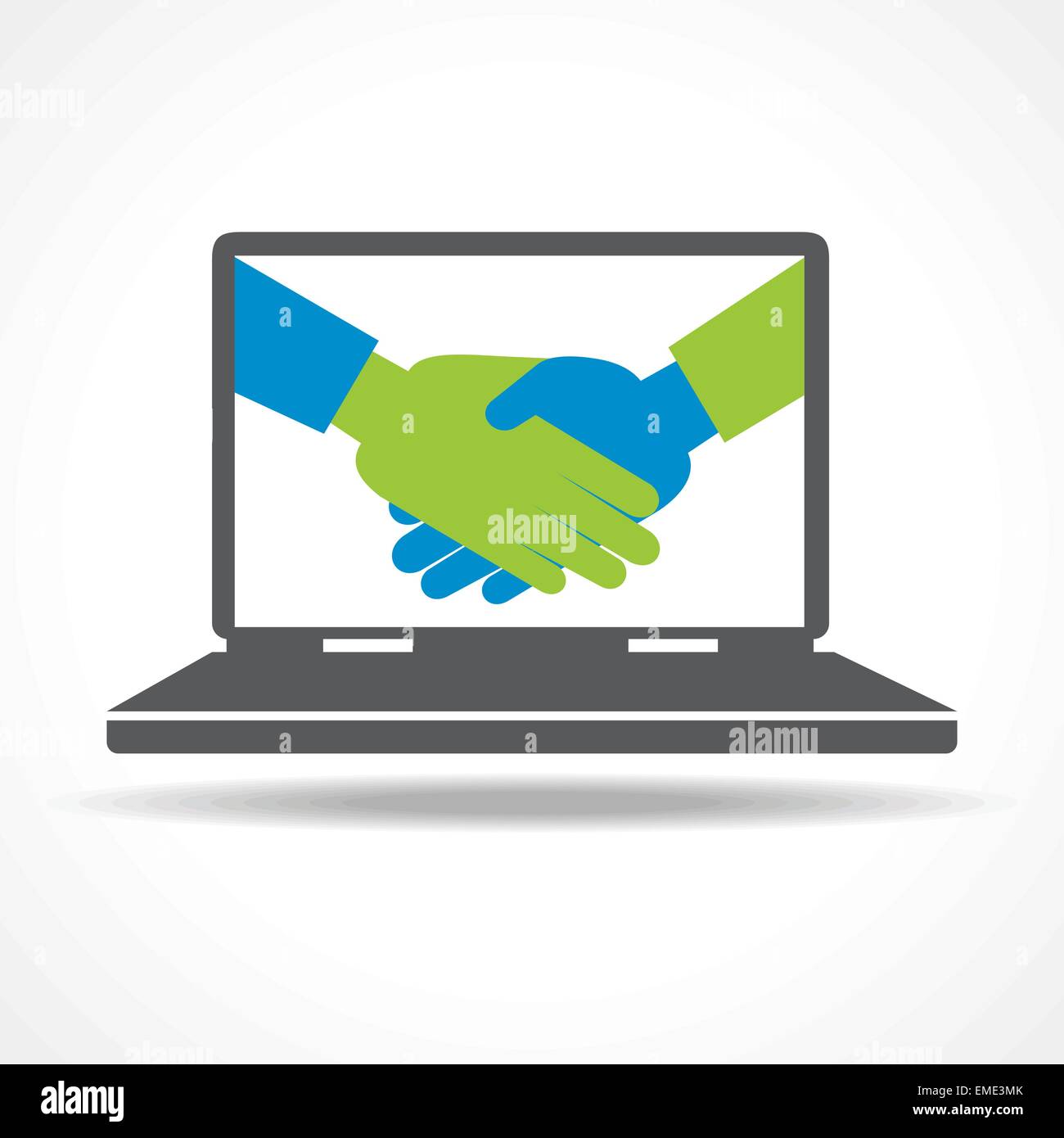 Illustration of businessman handshake in laptop background Stock Vector ...