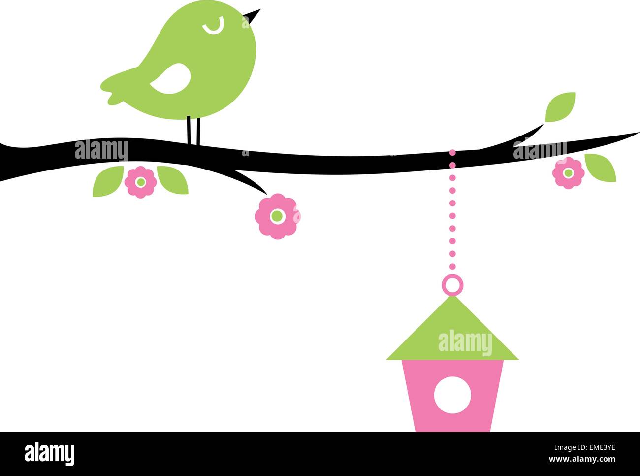Cute spring Bird on tree branch Stock Vector Image & Art Alamy