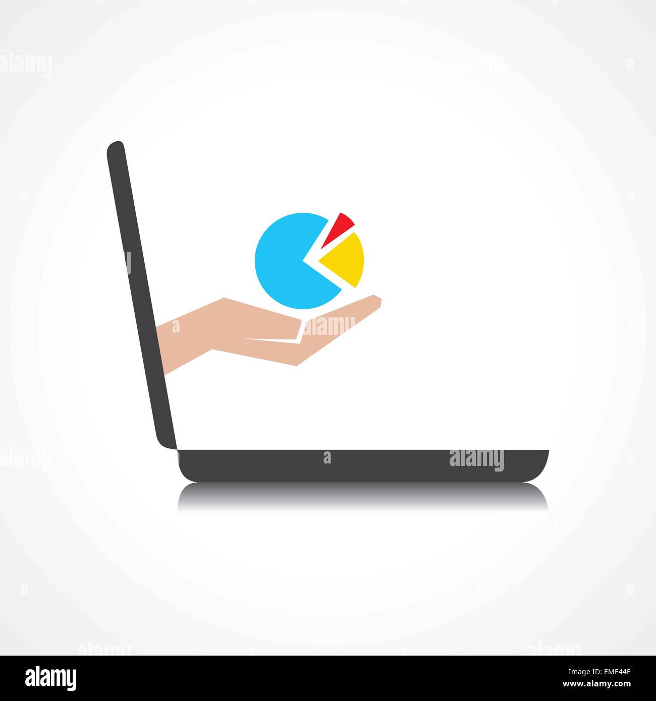 hand holding business graph comes from laptop screen stock vector Stock ...