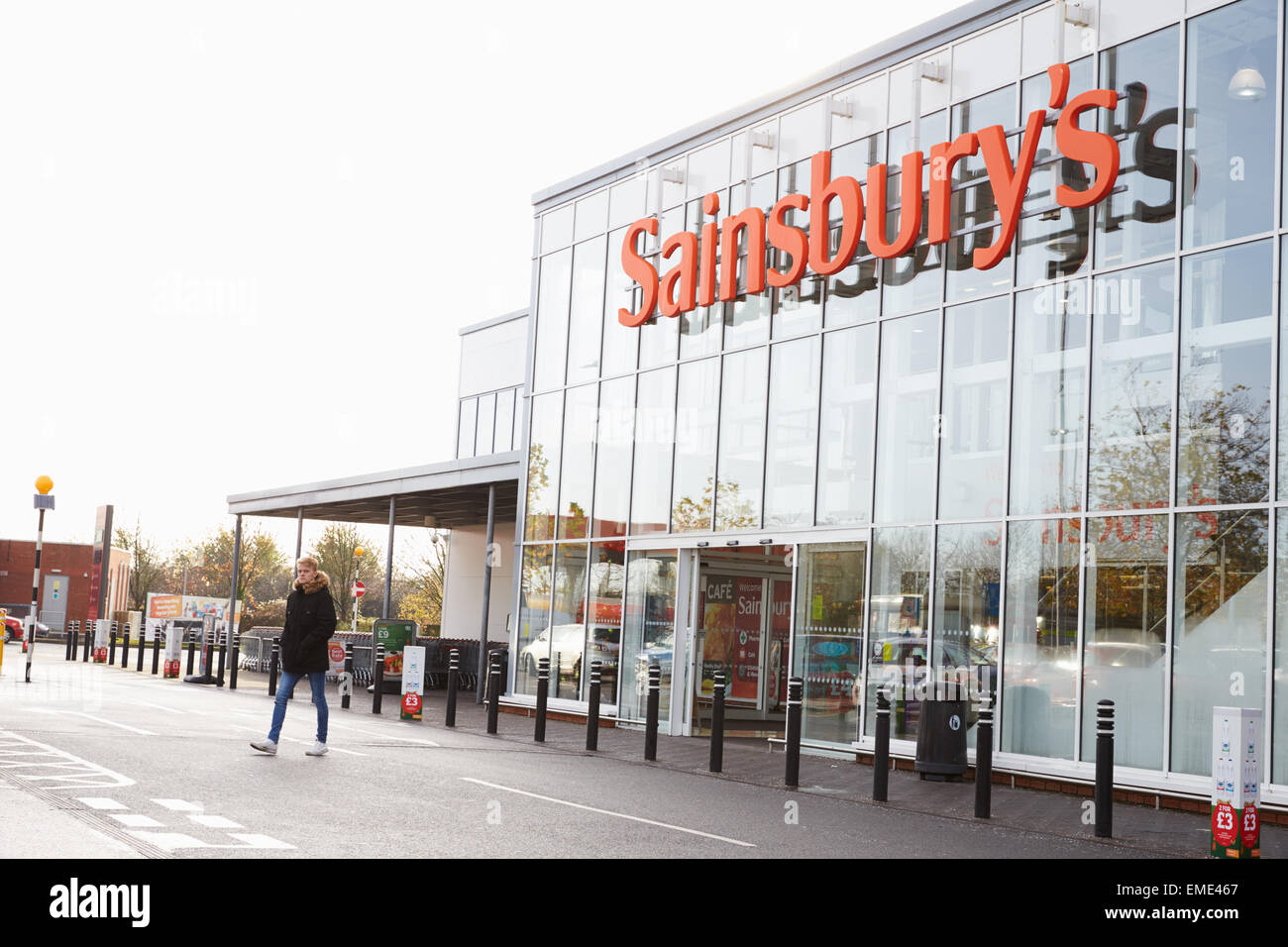 Exterior View Of Sainsbury's Supermarket Entrance Stock Photo - Alamy