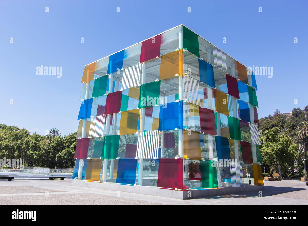 The Pompidou Art Centre, Muelle Uno, Malaga Port, Costa del Sol, Spain. The 'Cube', opened March 28th, 2015. Stock Photo