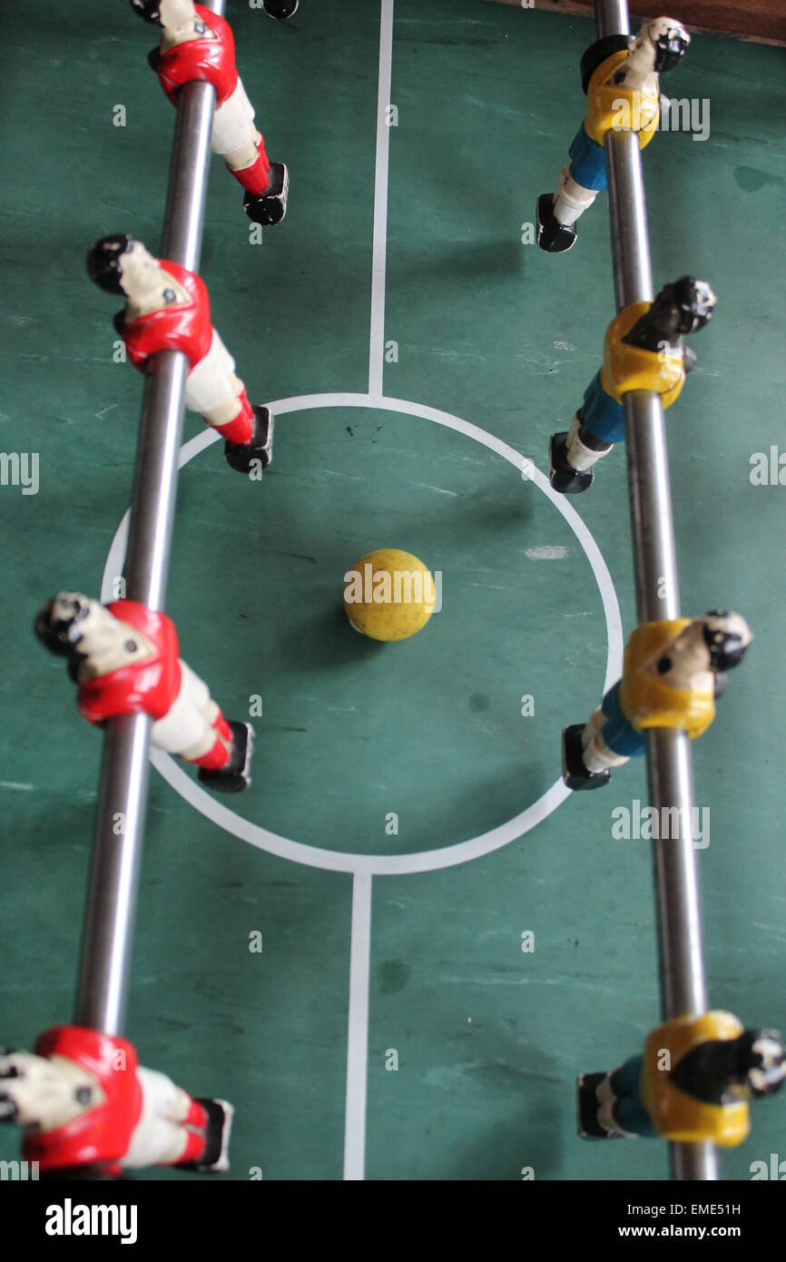 Table top Foosball football in team colors soccer Stock Photo Alamy