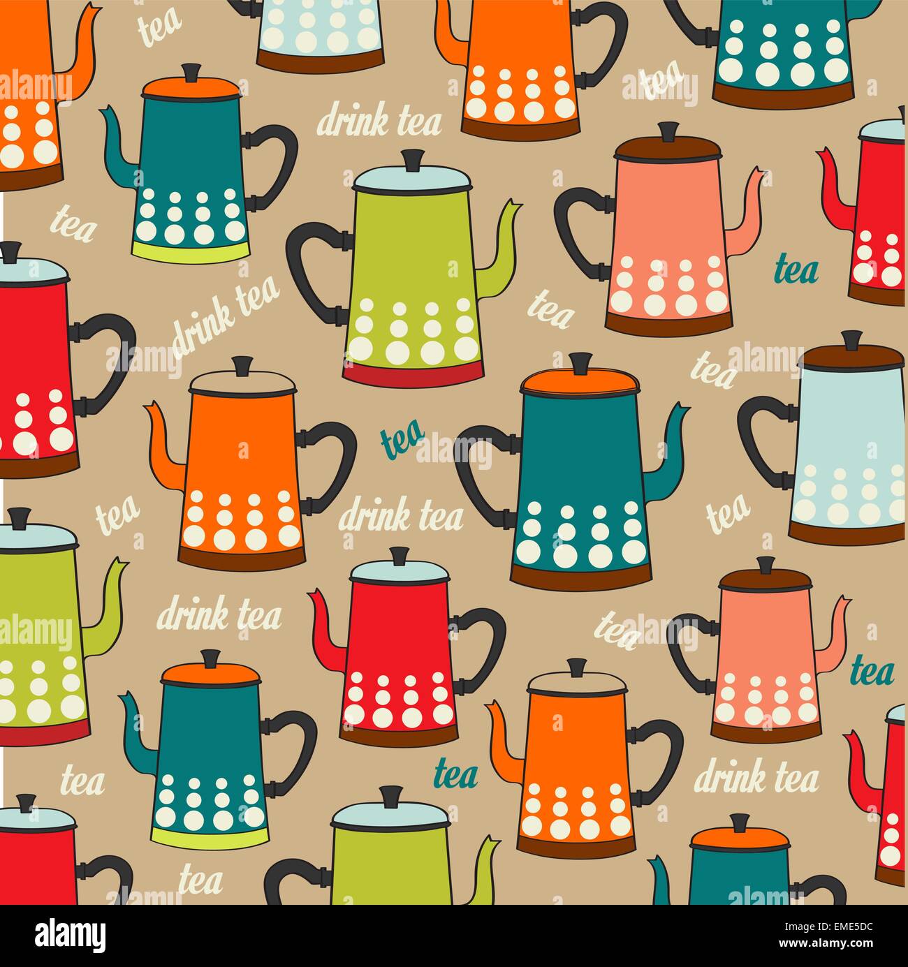 Seamless pattern with vintage Kettles Stock Vector Image & Art Alamy