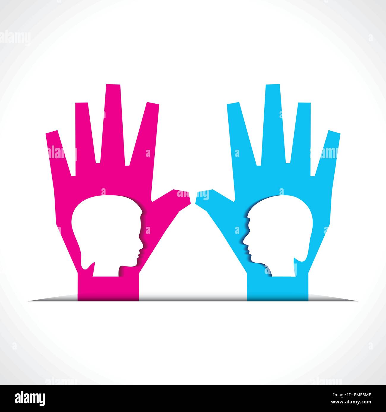 male and female face on palm stock vector Stock Vector