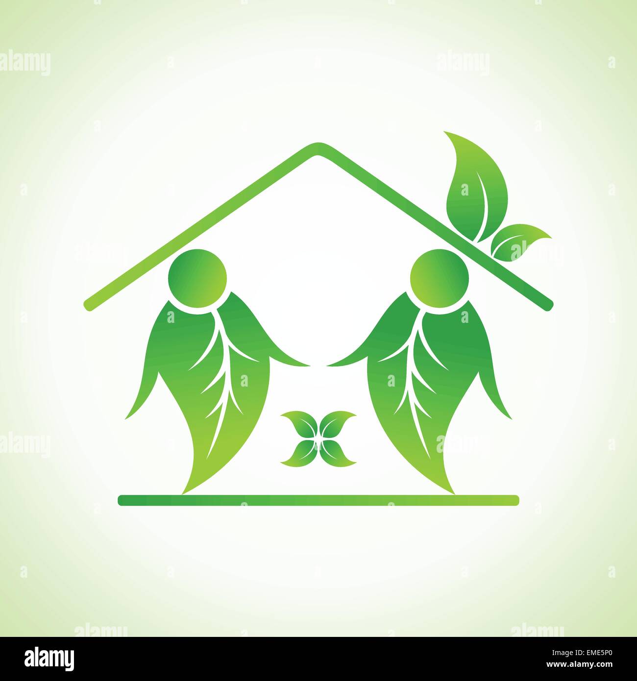 Green home icon on white Stock Vector