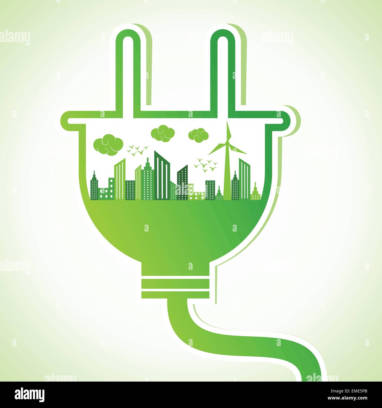 Ecology concept with electric plug - vector illustration Stock Vector ...