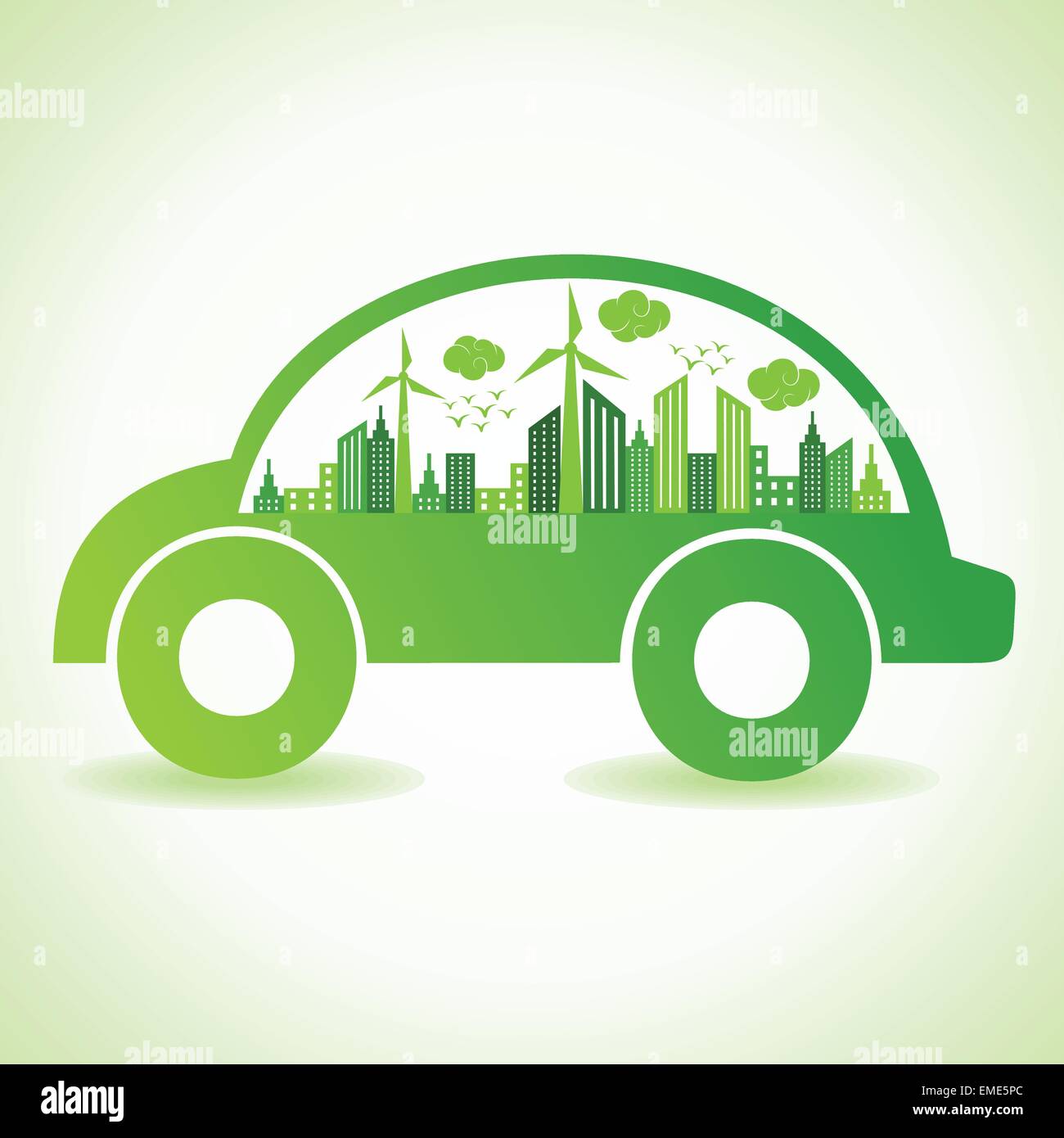 Ecology concept with eco car - vector illustration Stock Vector Image ...