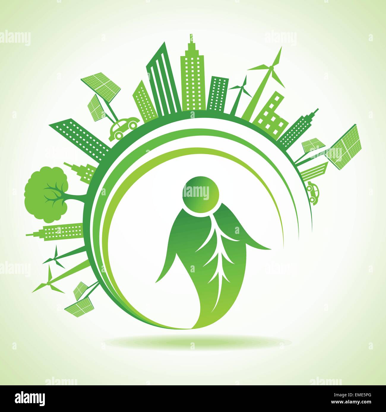 Ecology concept with eco cityscape - vector illustration Stock Vector ...
