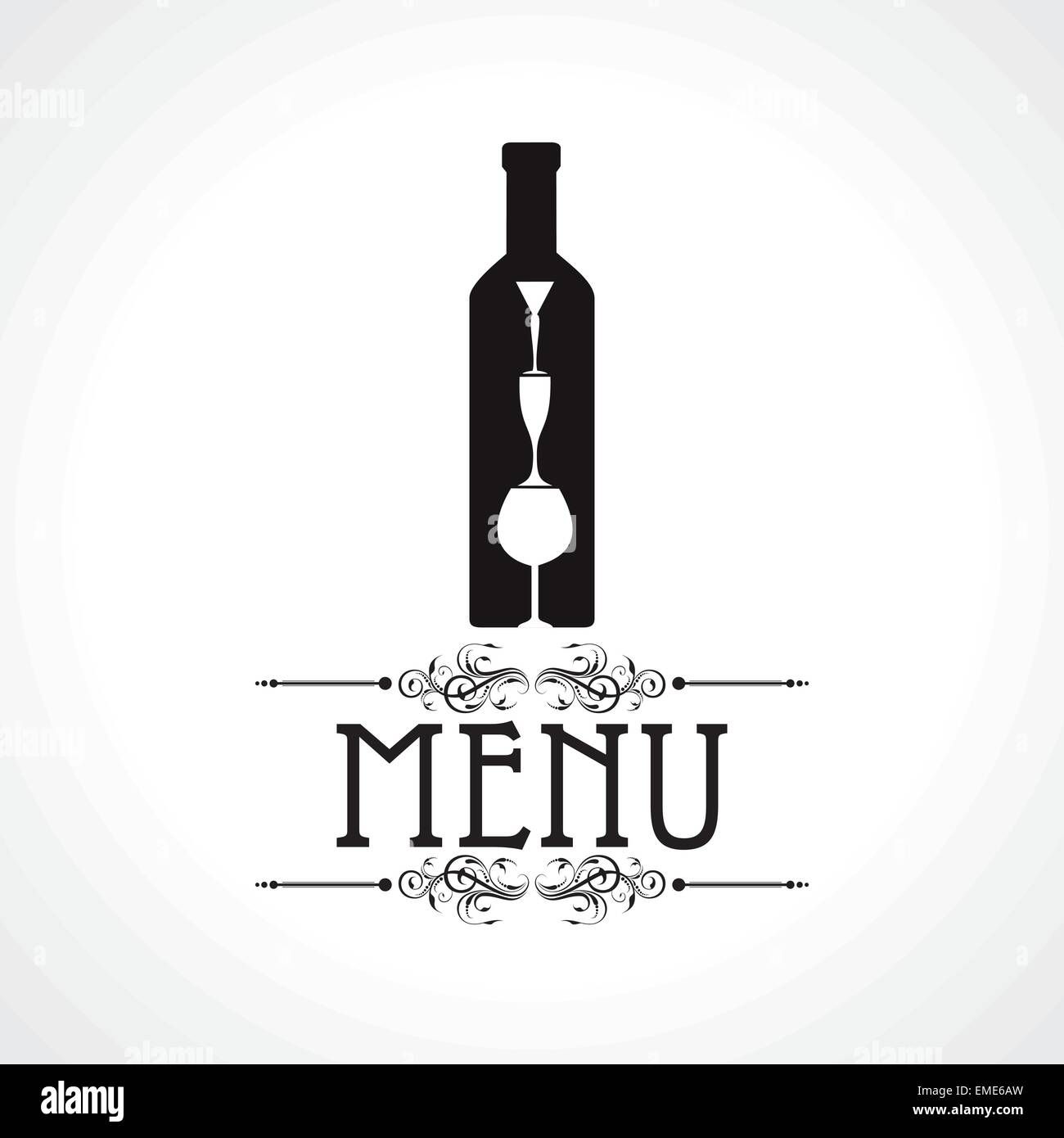 menu card with wine glass and bottle stock vector Stock Vector Image