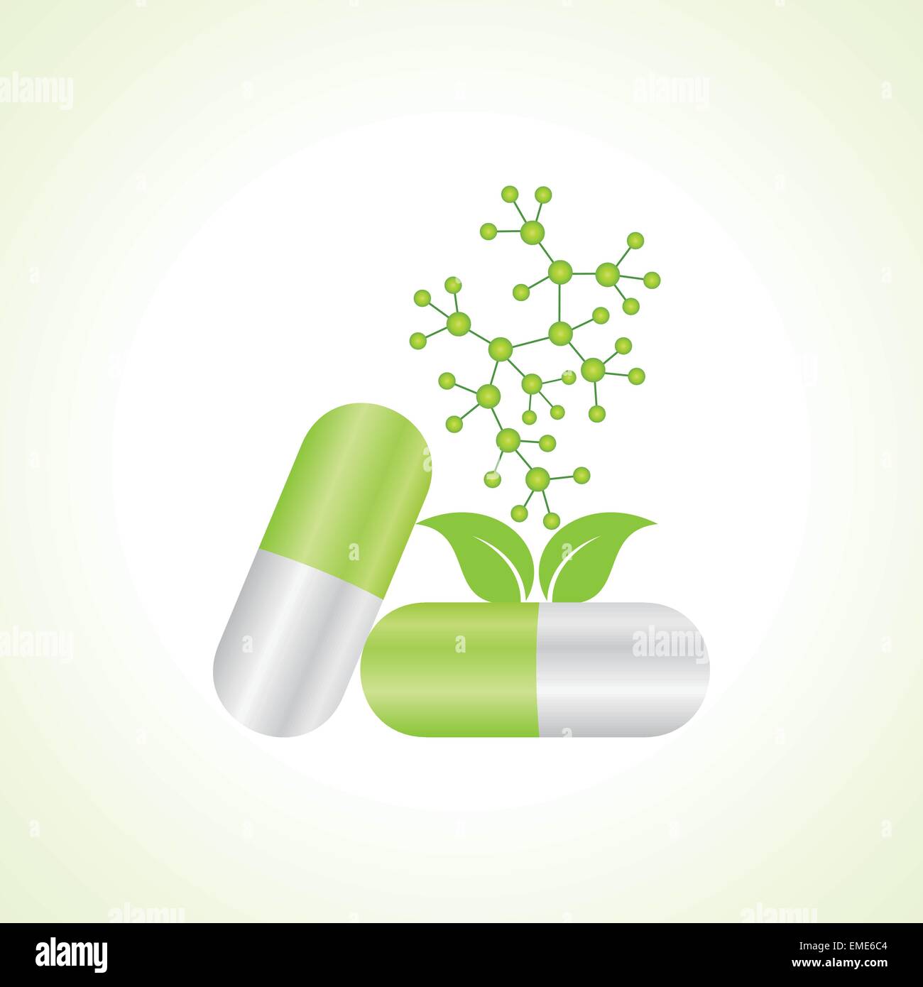 3d eco chemical atomic structure molecule model with capsule vector illustration Stock Vector