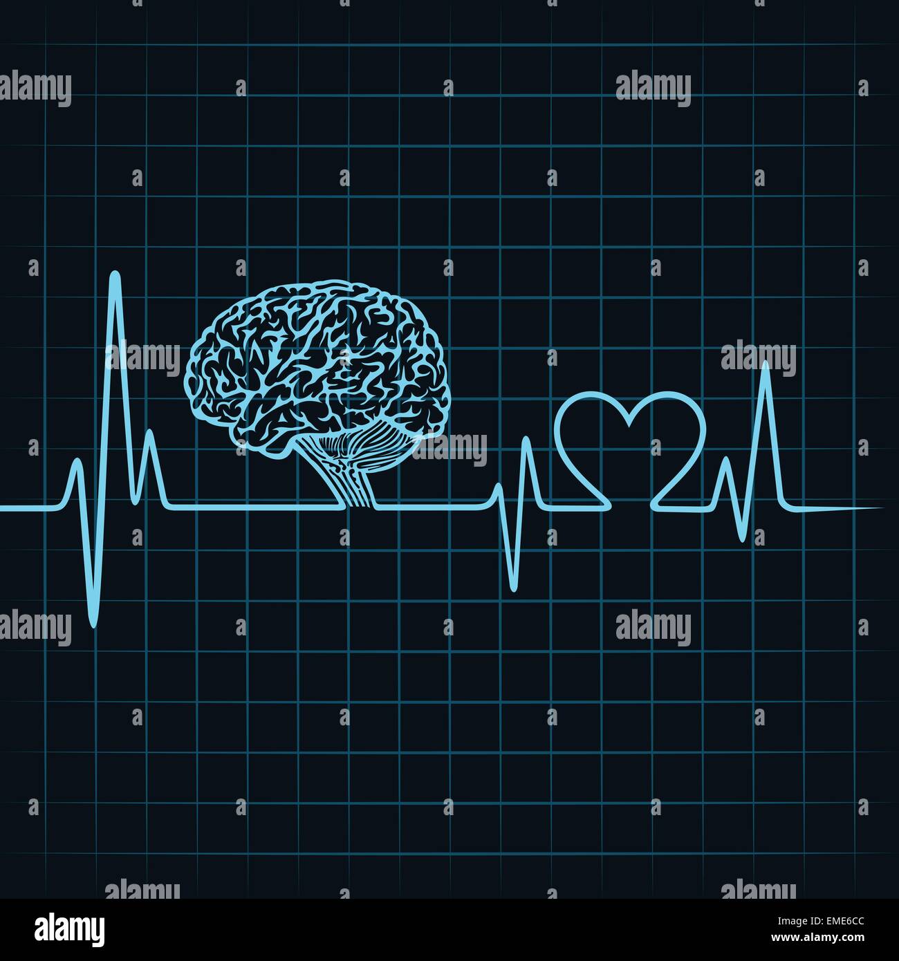 Medical technology concept, heartbeat make a brain Stock Vector