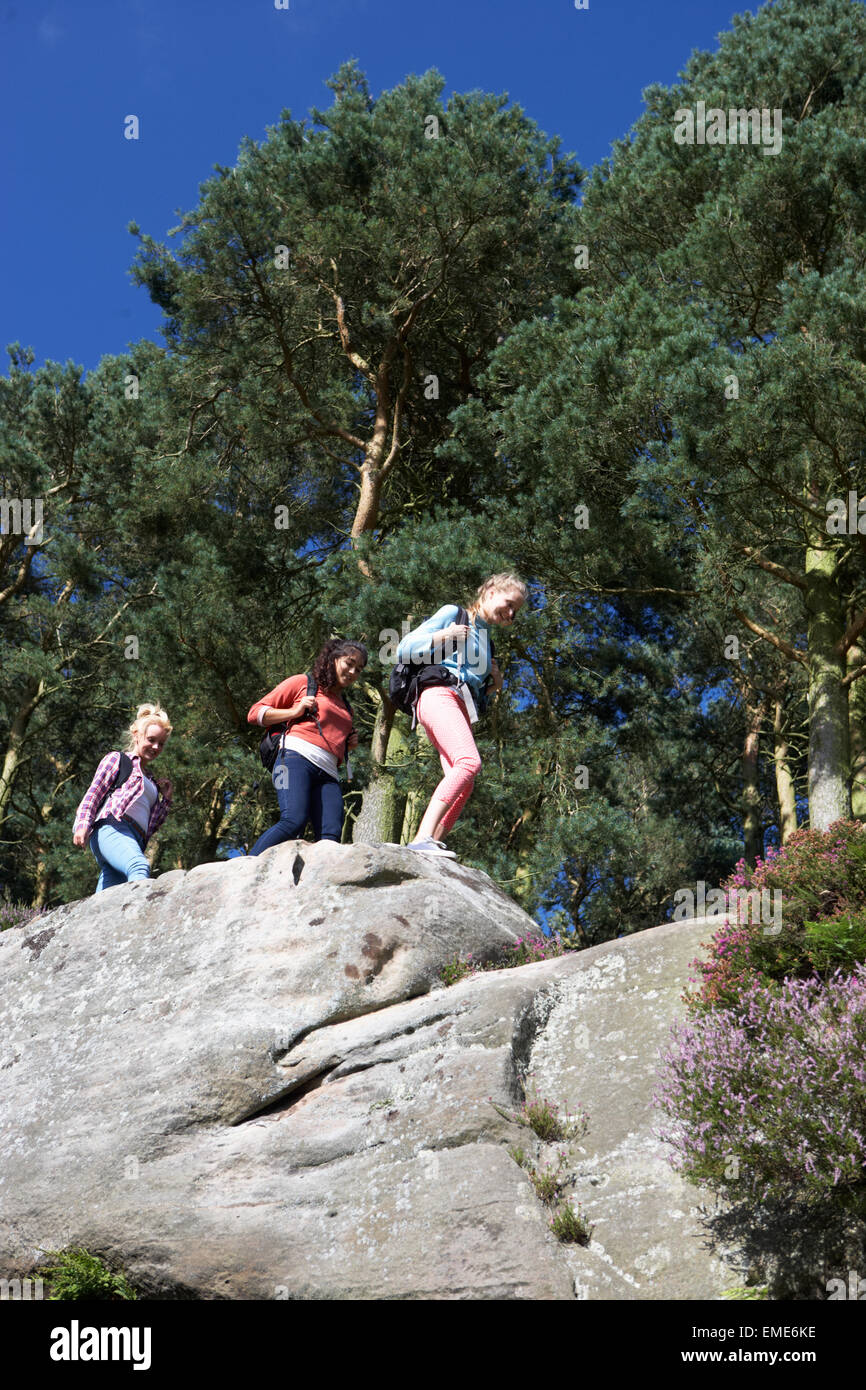 Group Of Teenage Girls Hiking In Countryside Stock Photo - Alamy