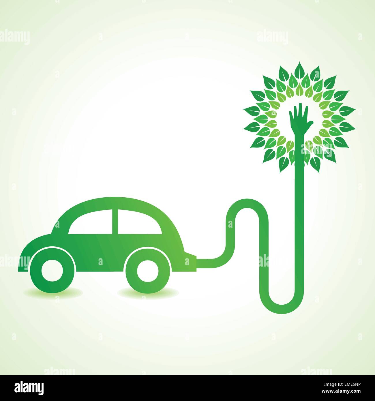 Electric car with green tree concept Stock Vector