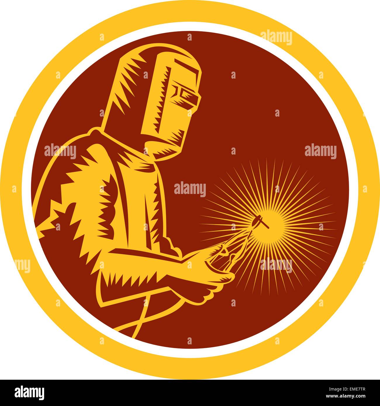 Welder Holding Welding Torch Circle Retro Stock Vector Image & Art Alamy