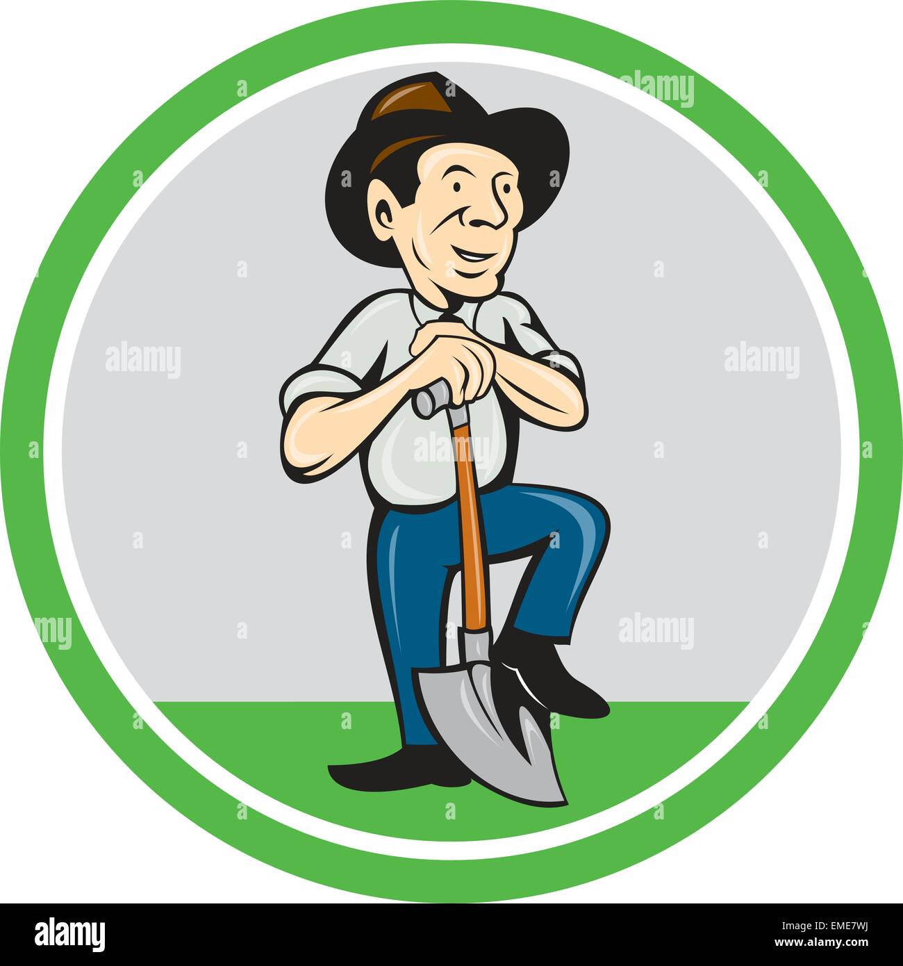 Farmer Shovel Standing Cartoon Stock Vector Image & Art - Alamy
