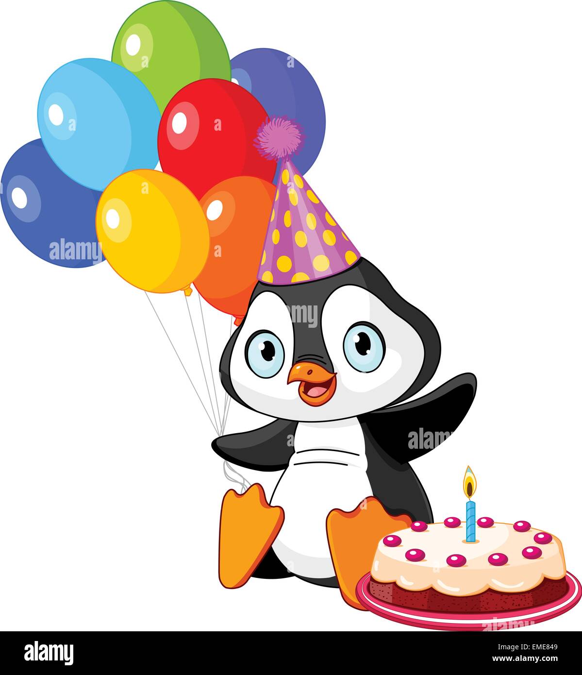 Penguin Celebrates Birthday Stock Vector Image & Art - Alamy