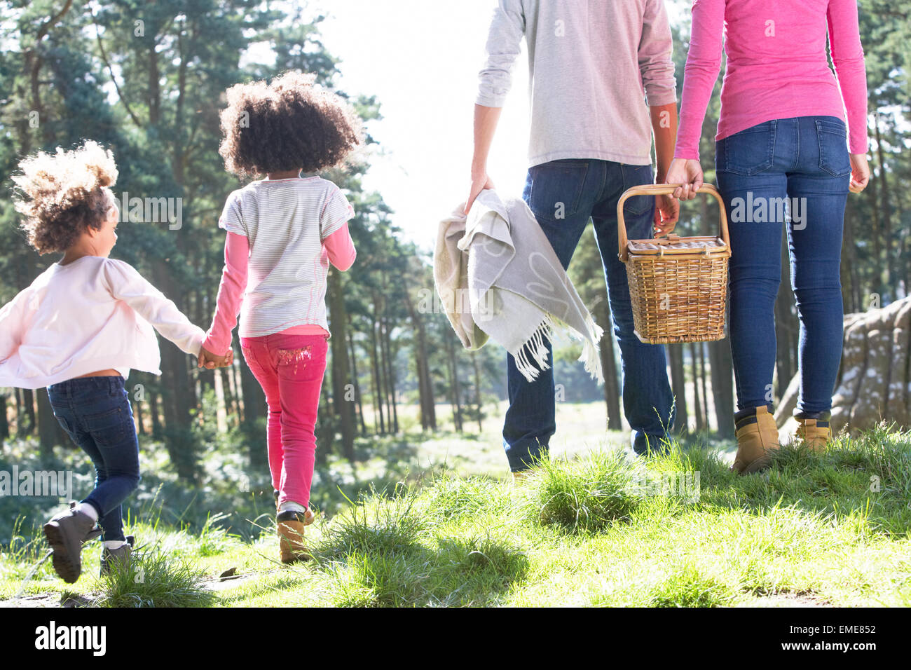 Family Having Picnic In Countryside Stock Photo