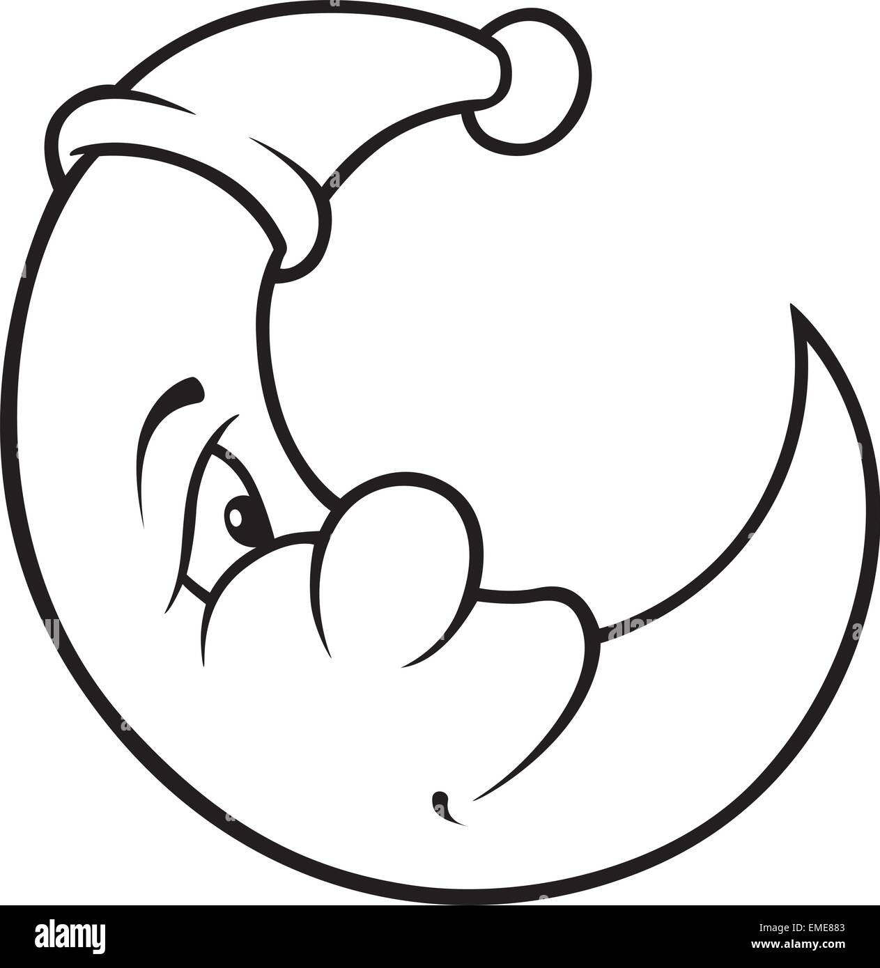 Moon with Hat Stock Vector