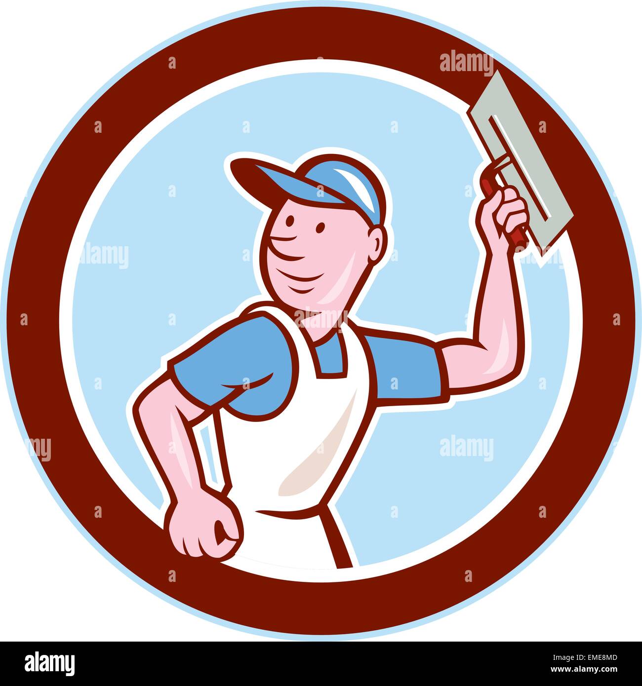 Plasterer Masonry Worker Circle Cartoon Stock Vector Image & Art - Alamy