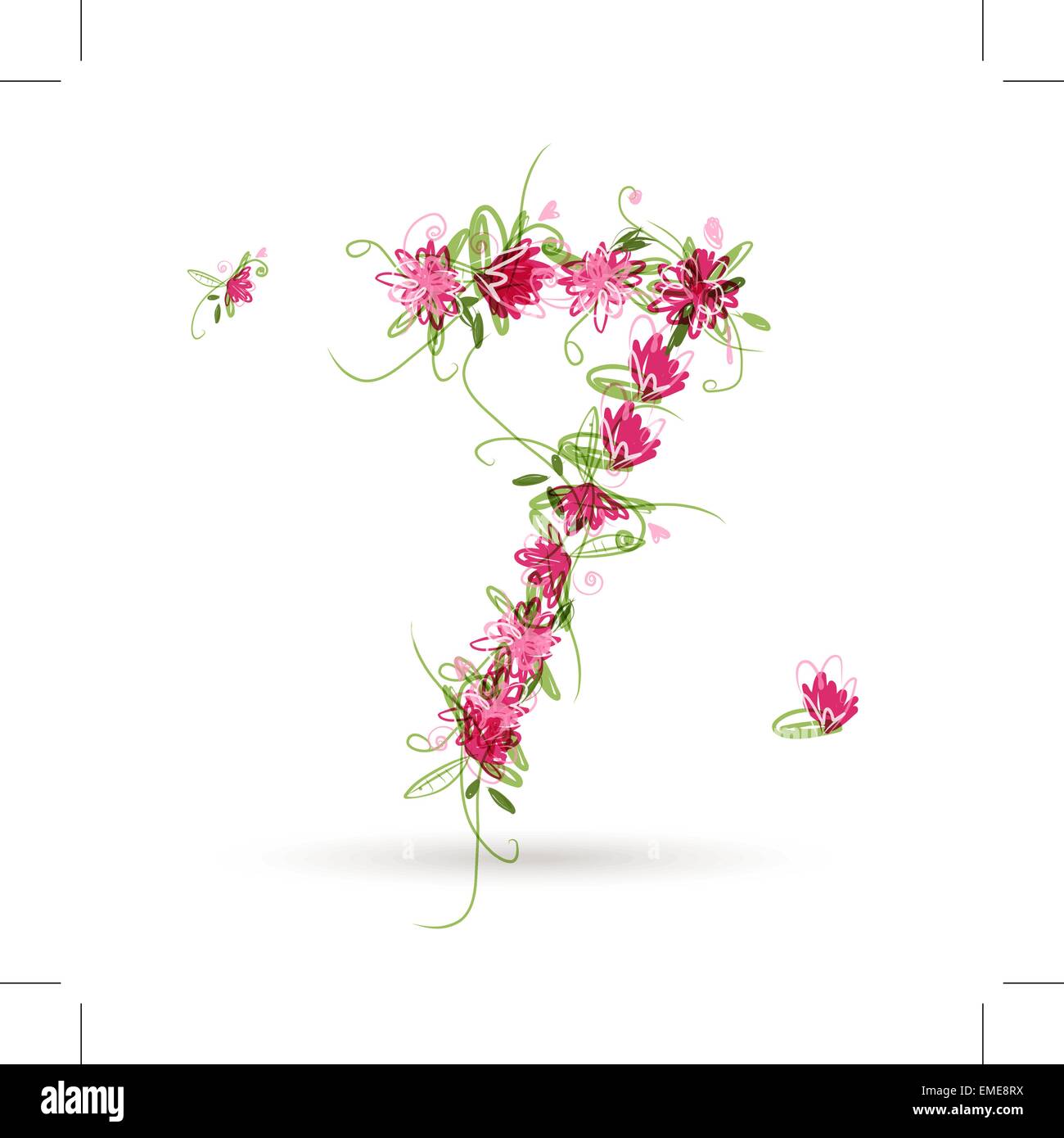Floral number seven for your design Stock Vector