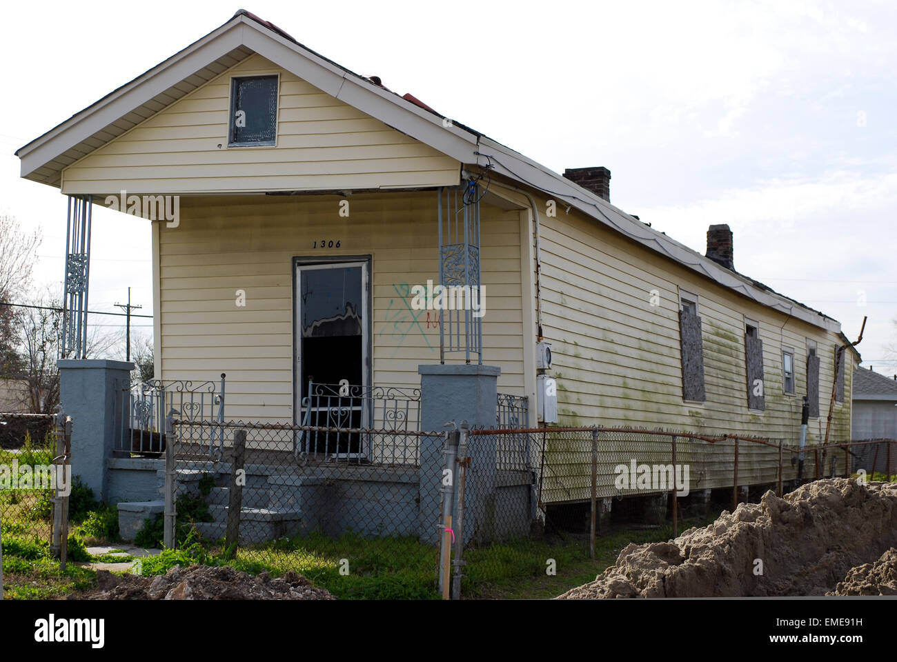 House in the Lower Ninth Ward of New Orleans 5 years after Hurricane Katrina. Stock Photo