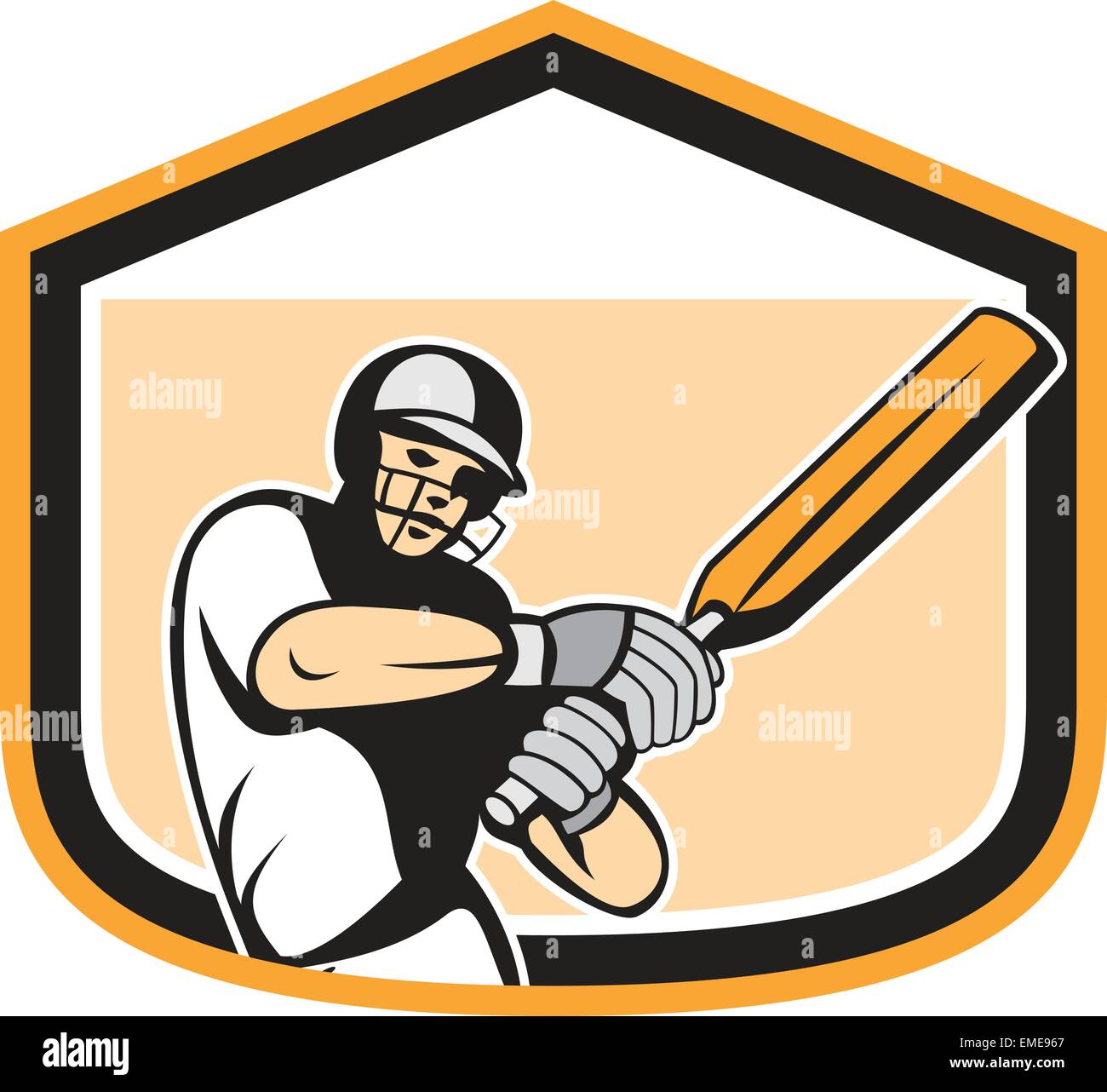 Cricket Player Batsman Batting Shield Cartoon Stock Vector Image & Art ...