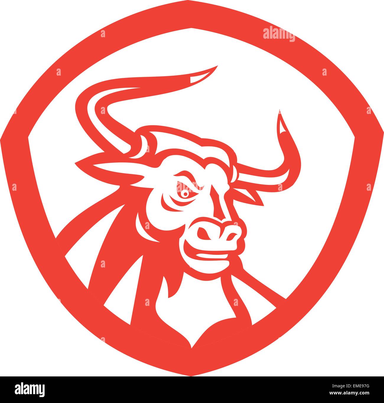 Angry Texas Longhorn Bull Head Shield Retro Stock Vector Image & Art ...