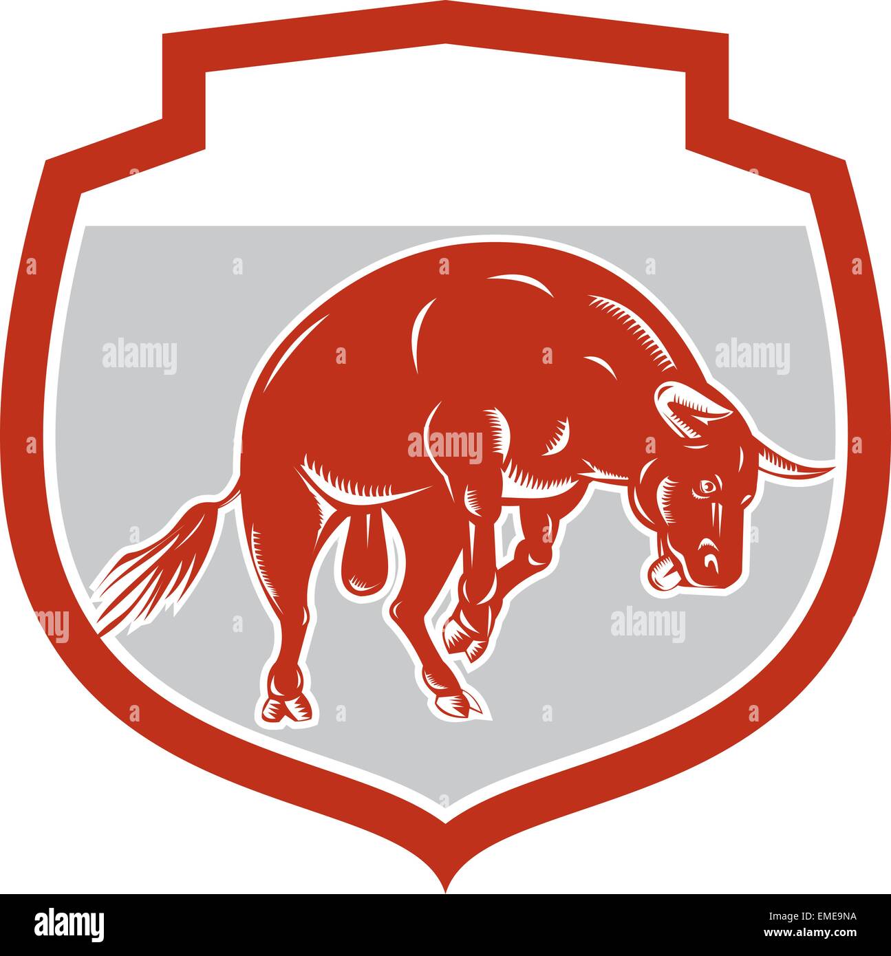 Raging Bull Jumping Attacking Charging Retro Stock Vector Image & Art