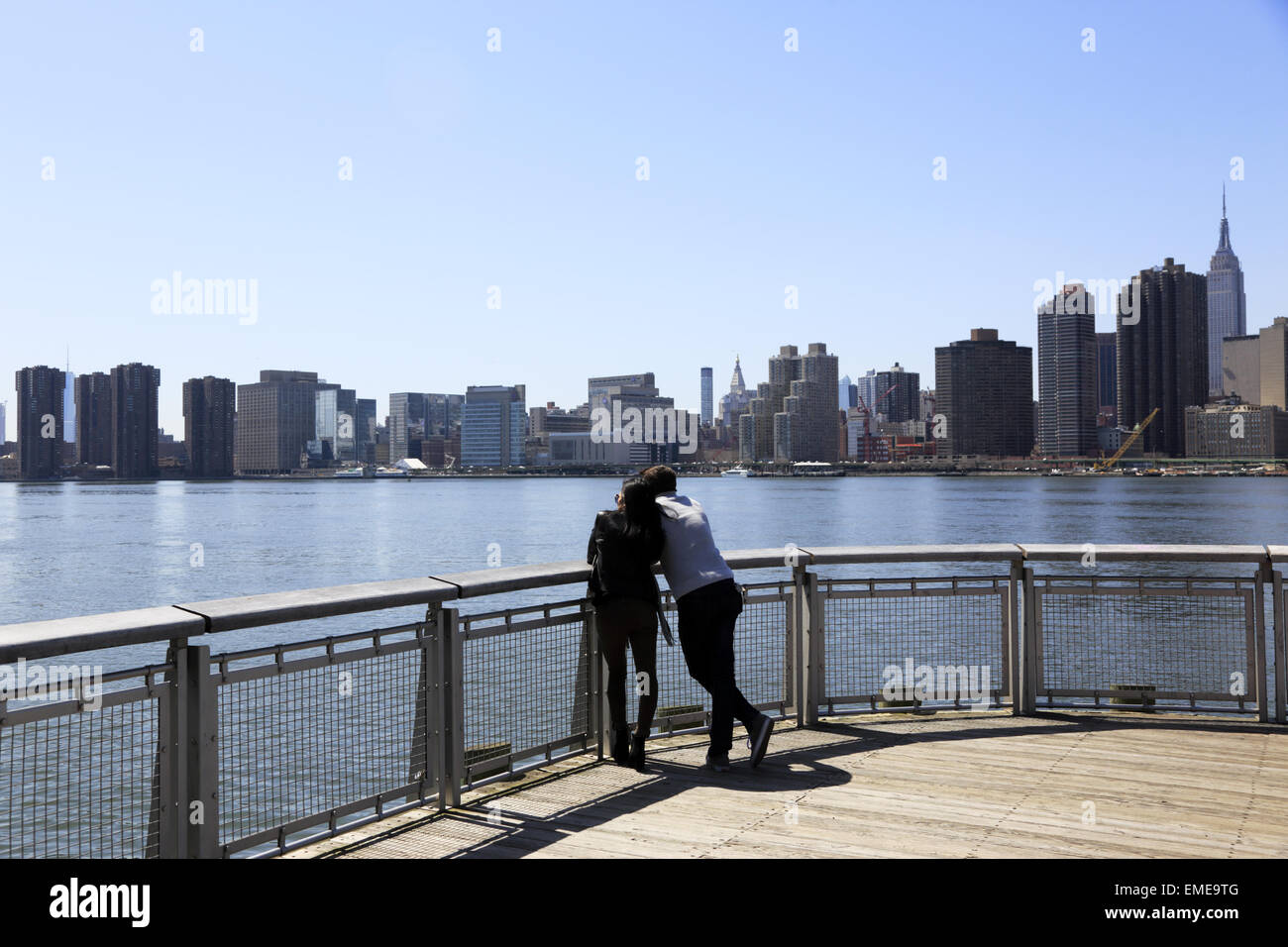 View of Midtown Manhattan with East River in foreground from Long Island City, Queens, New York USA Stock Photo