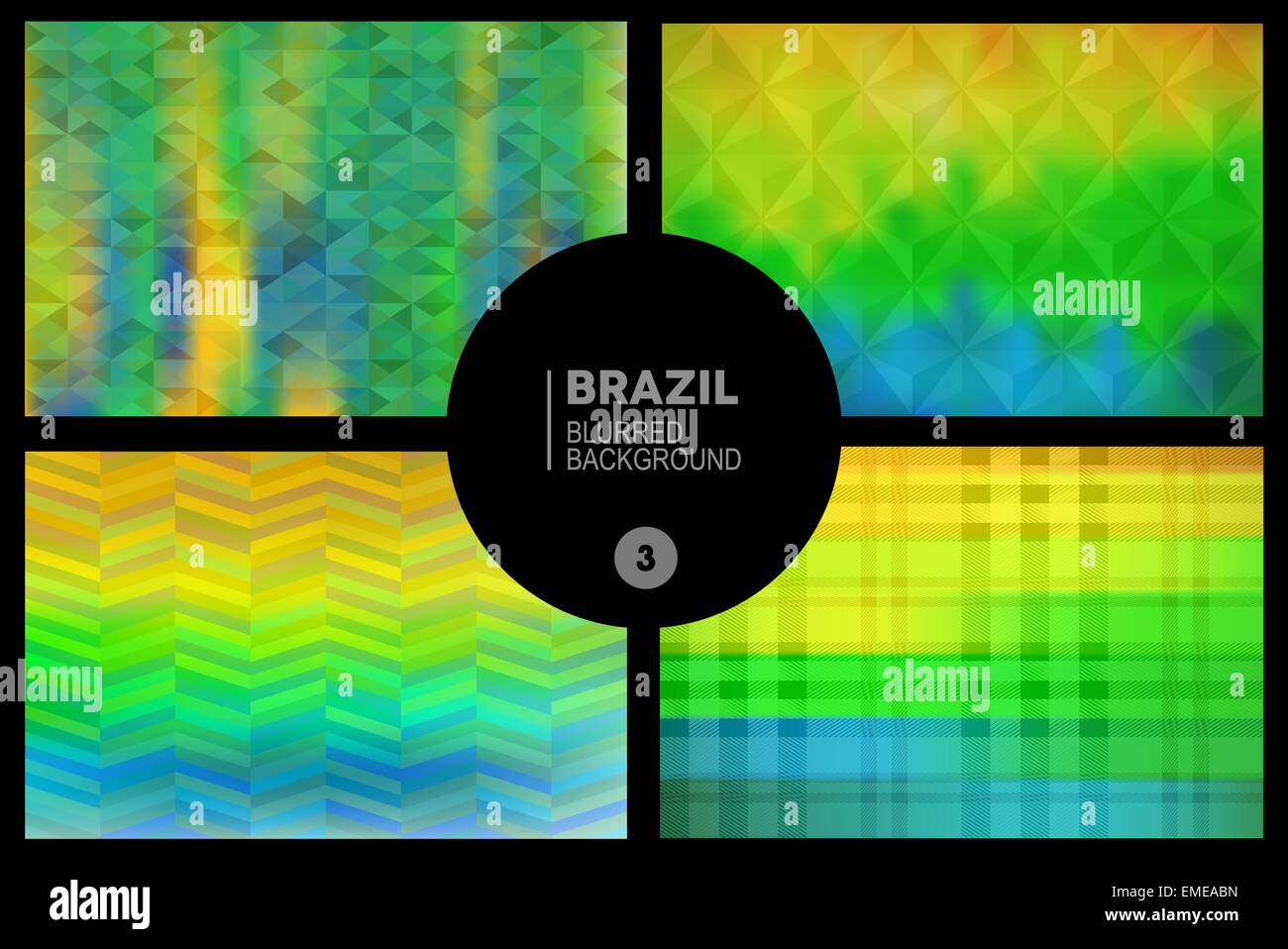 Brazil geometric blurred backgrounds set Stock Vector