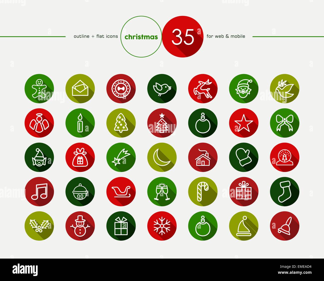 Christmas flat icons set Stock Vector Image & Art - Alamy